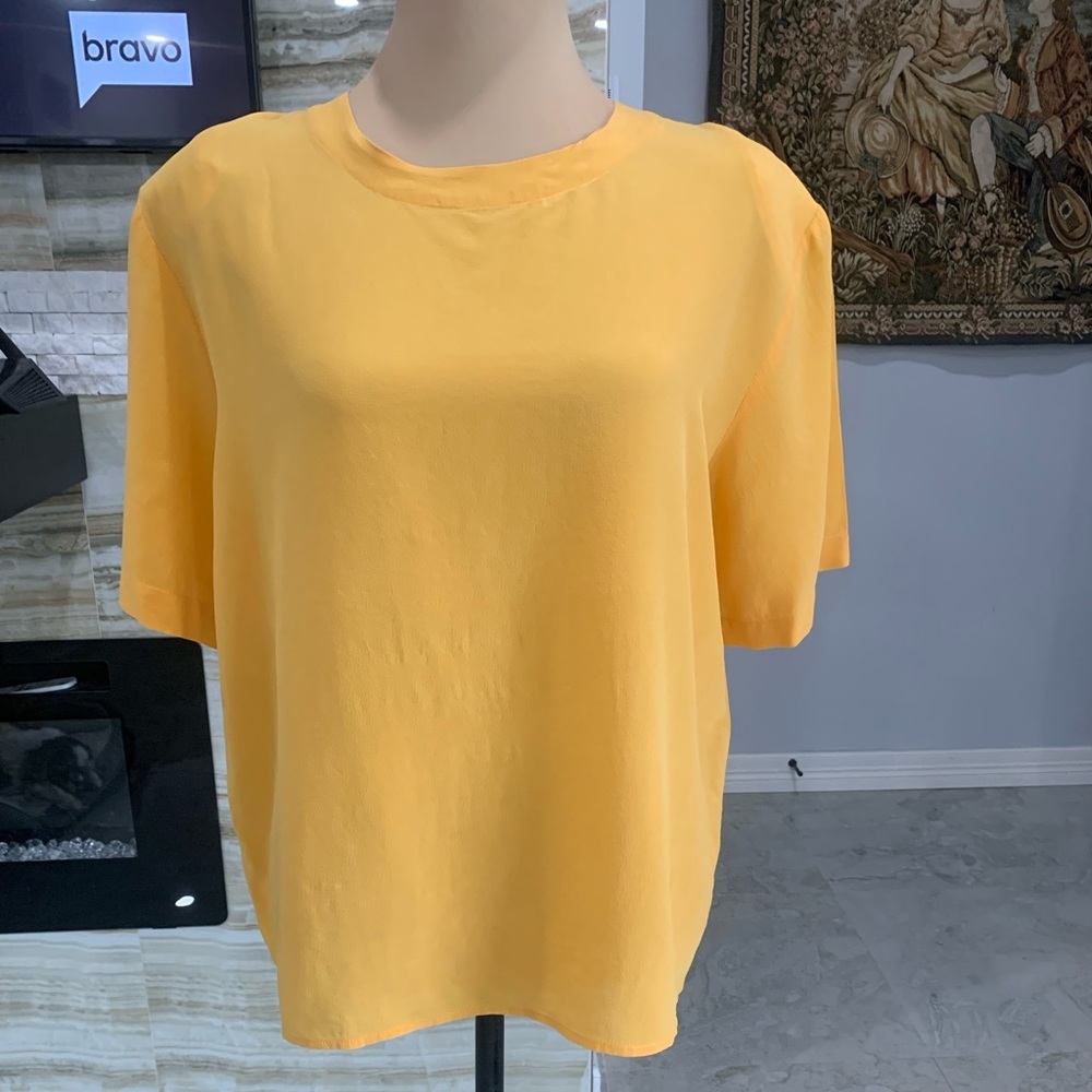 Christie & Jill Yellow Silk Shirt Sleeve Blouse.‎ Size XL (238)